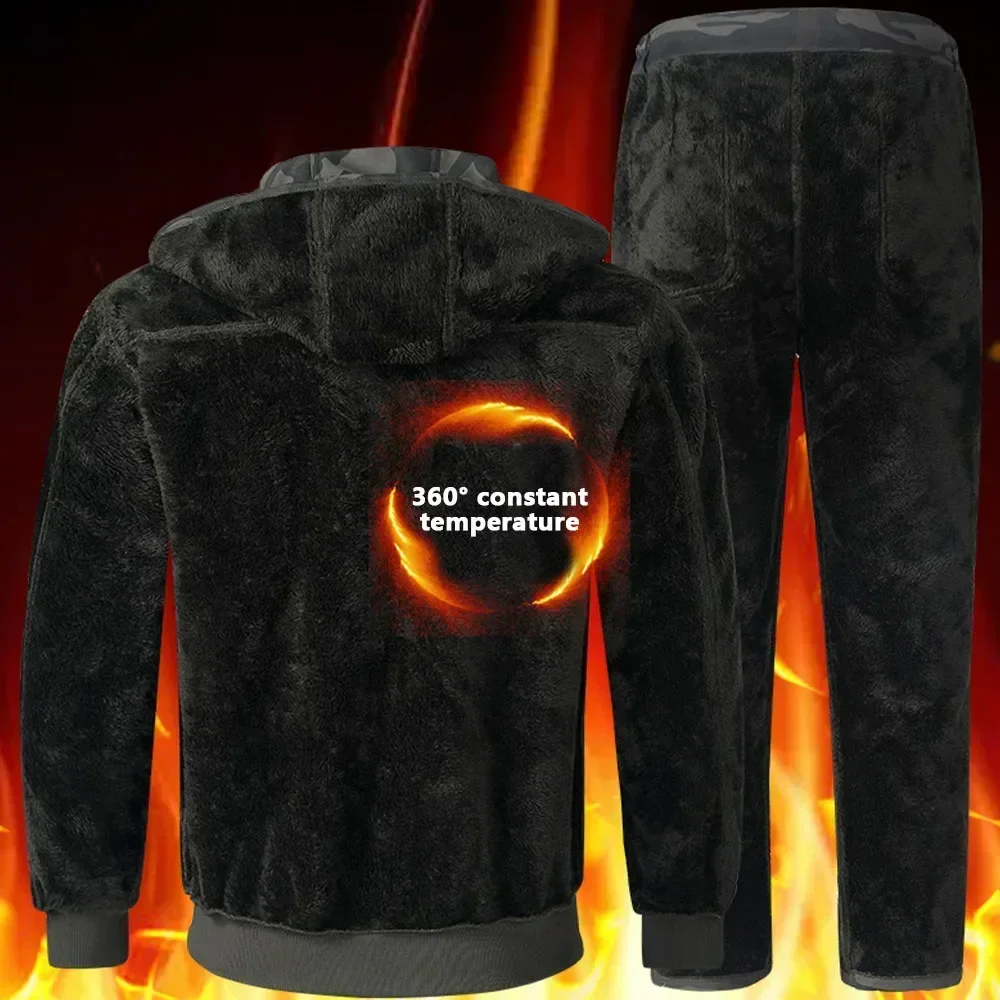 Hot Men's Sets Winter Jackets and Pants Thicken Fluff Lining Warm Puffer Jacket Outdoor Pants Windproof Climbing Ski 2 Pcs