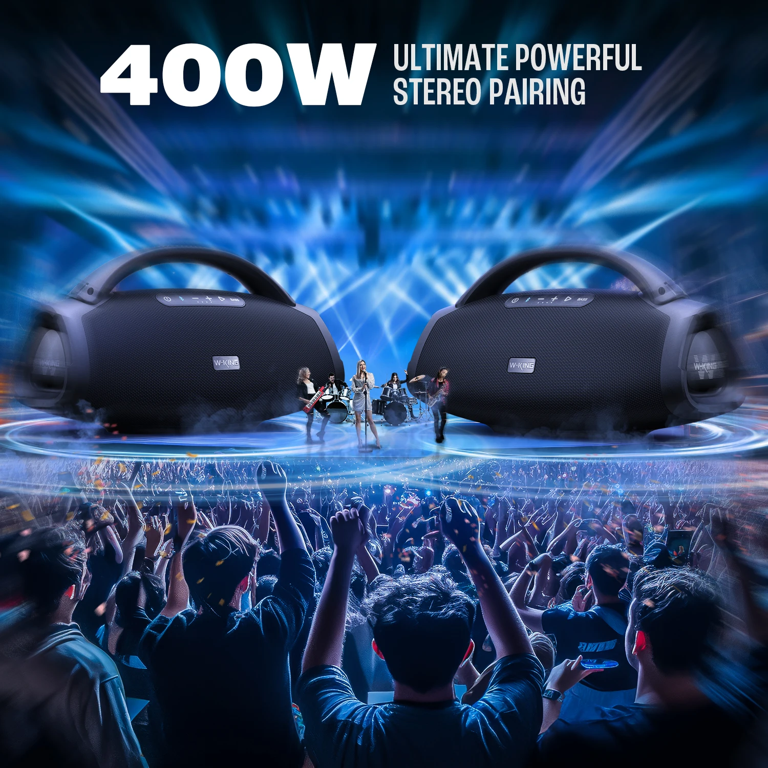 Bluetooth Speaker W-KING 200W RMS Portable Bluetooth Speakers Massive Bass Party Boombox IPX7 Waterproof Large Loud Outdoor