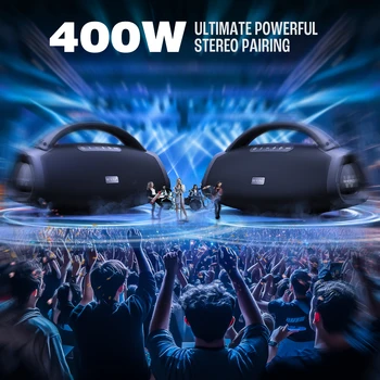 W-KING 200W RMS Portable Bluetooth Speakers, Massive Bass Party Boombox IPX7 Waterproof Speaker Large, Loud Outdoor Speaker 6