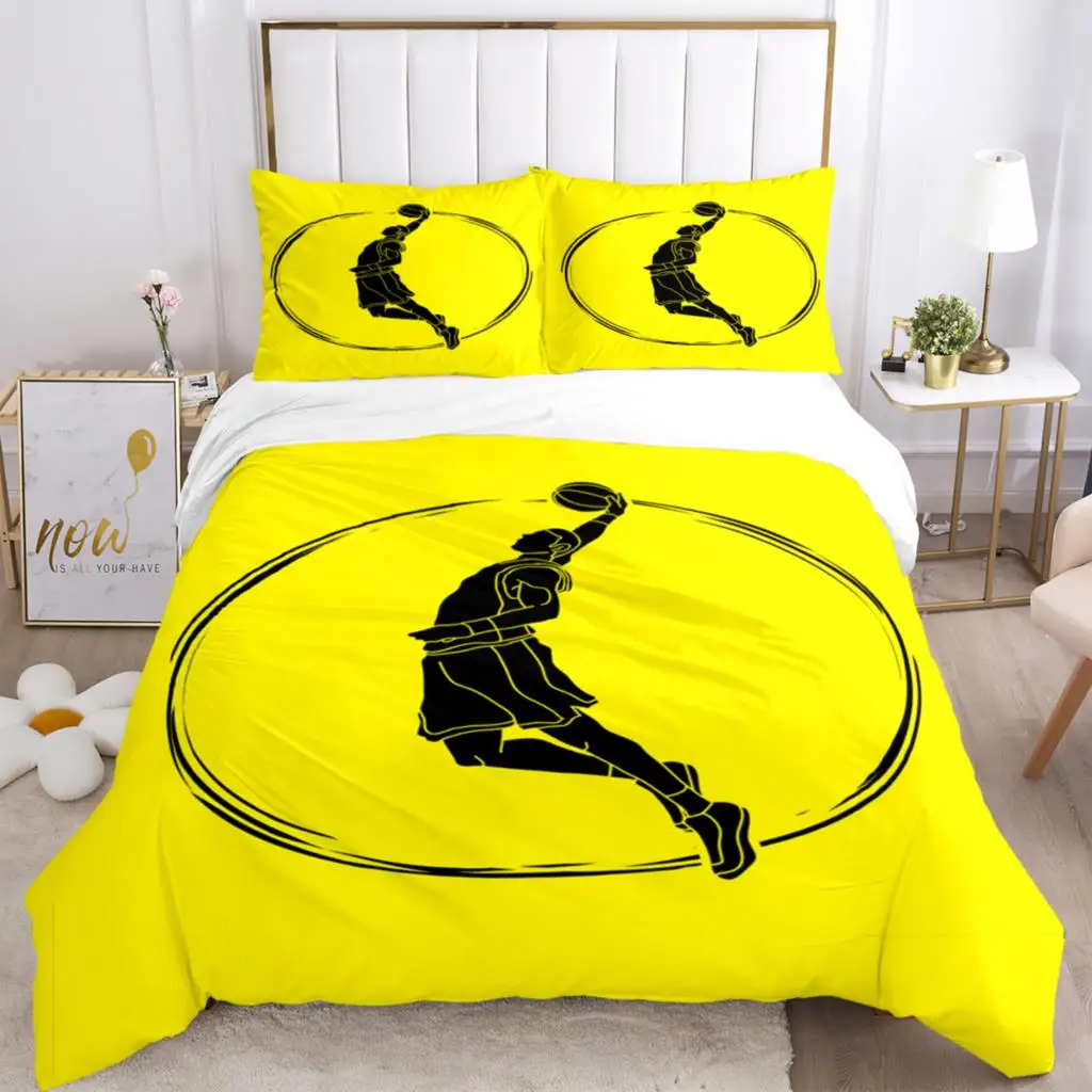 

Basketball Print Three Piece Bedding Set Fashion Article Children Or Adults For Beds Quilt Covers PillowcasesThree-piece Bed Set