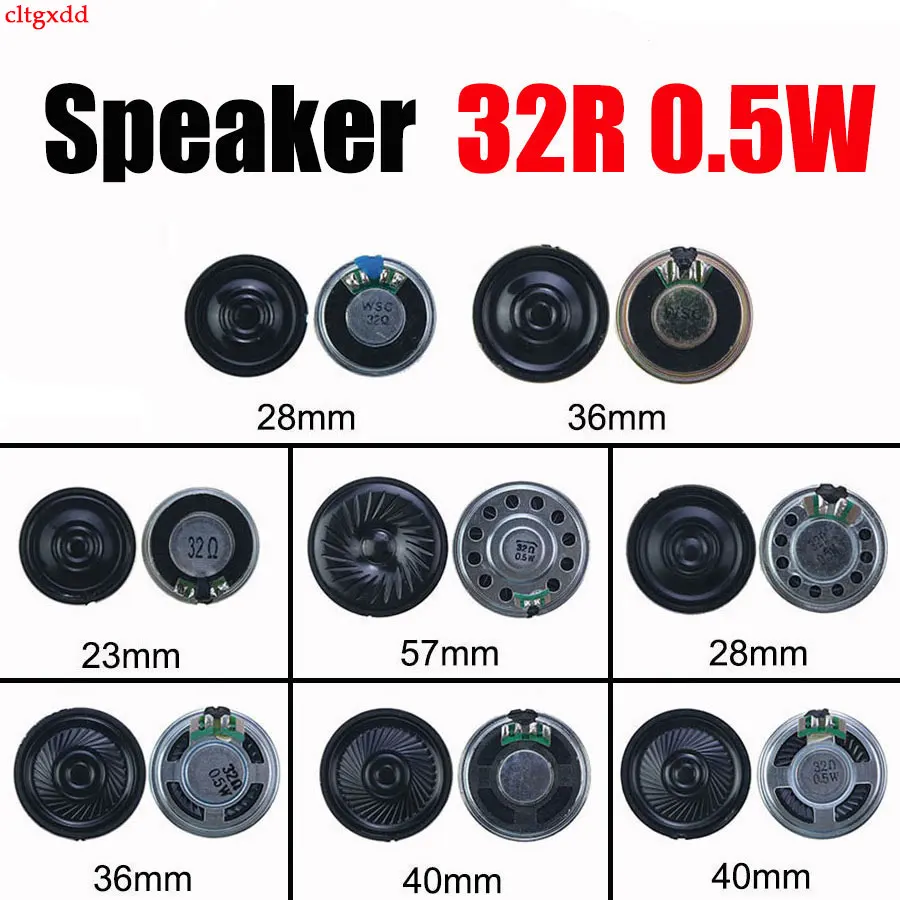 

cltgxdd 2piece 32 ohm 0.5W small speaker 23mm28mm36mm40mm57mm diameter loudspeaker ultra-thin big speaker 32R 0.5W