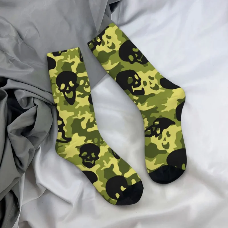 

Happy Funny Male Men Socks Novelty Skull Camouflage Texture Sock Green Camo Graphic Women Socks Spring Summer Autumn Winter