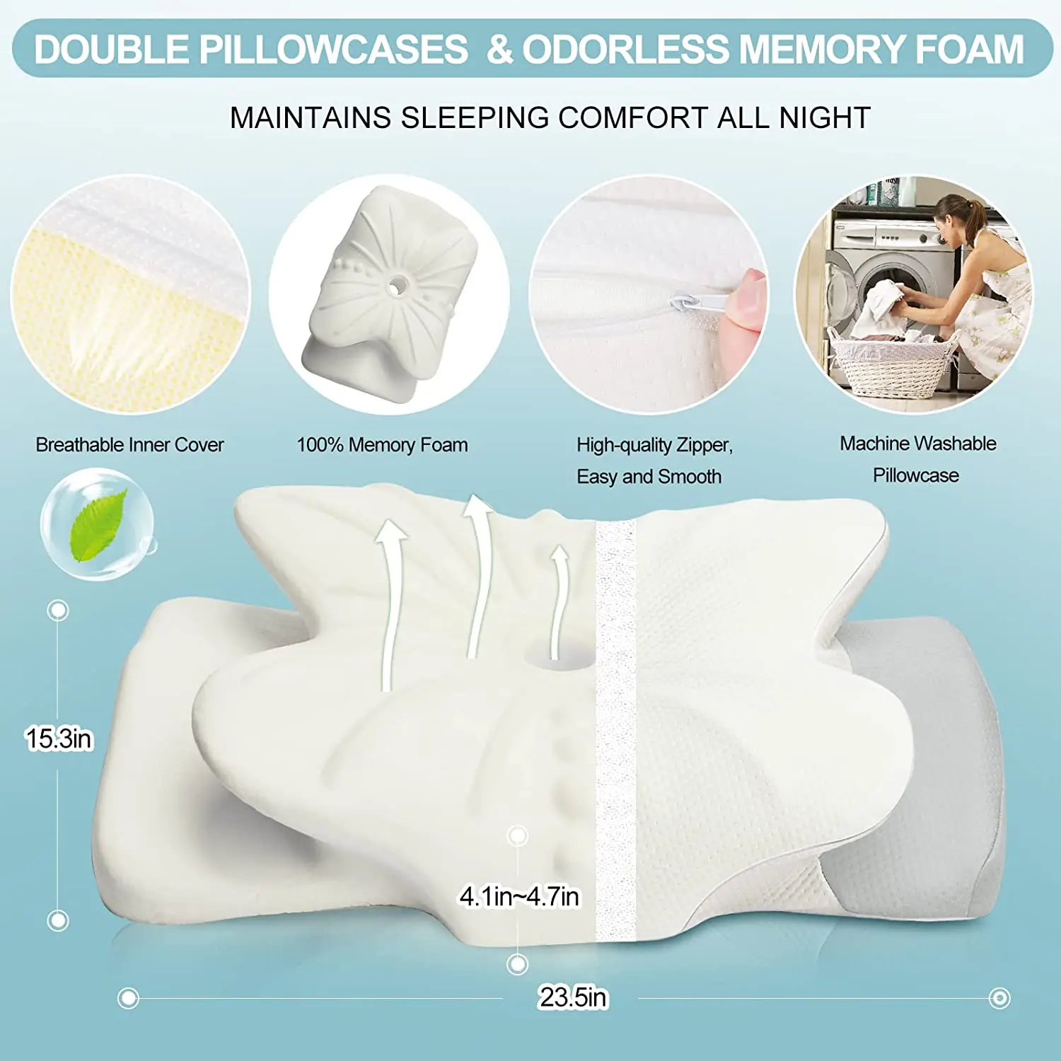 Memory Foam Pillow for Sleeping Slow Rebound Memory Foam Orthopedic Pillow for Neck Pain Soft Relax Cervical Neck Stretcher 6