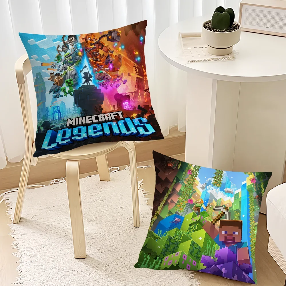 Classic Game Sofa Living Room Bedroom Headboard Backrest Cushion Square Cushion Nap Time M-Mine Block C-Crafts Pillow Case