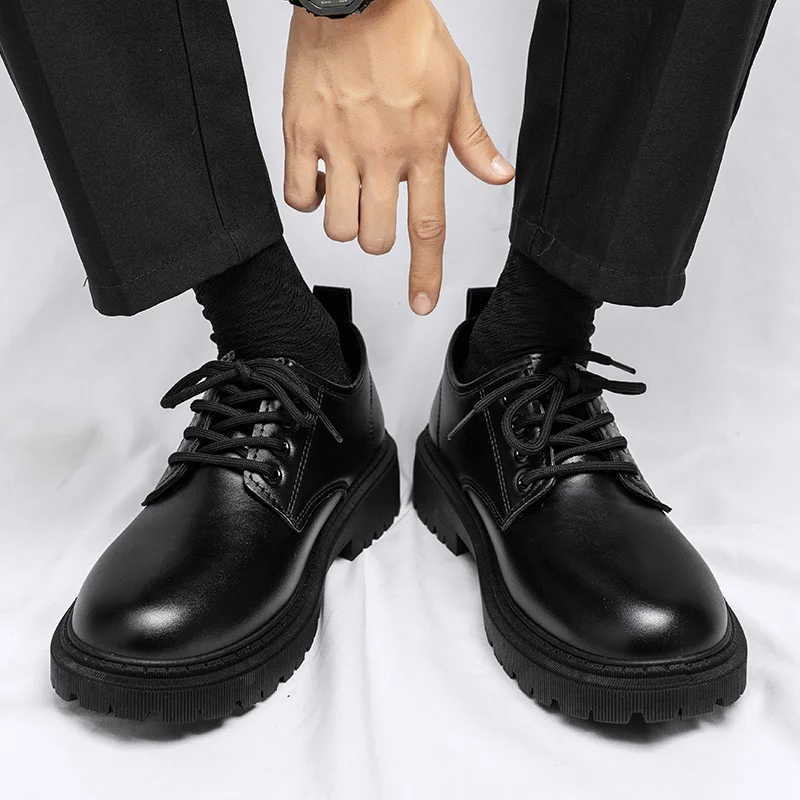 

Men's Shoes Spring Labor Protection Business Formal Wear Suit British Casual Leather Shoes Chef Work Waterproof Non-Slip Big Toe