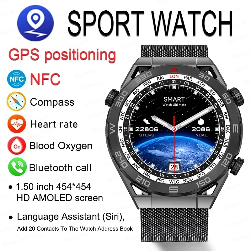 NFC Ʈ ġ  Ǯ ġ ũ  ȭ, GPS Ʈ ħ, ɹڼ, ECG, 1.5 ġ Ʈġ, ȵ̵ iOS, IP68