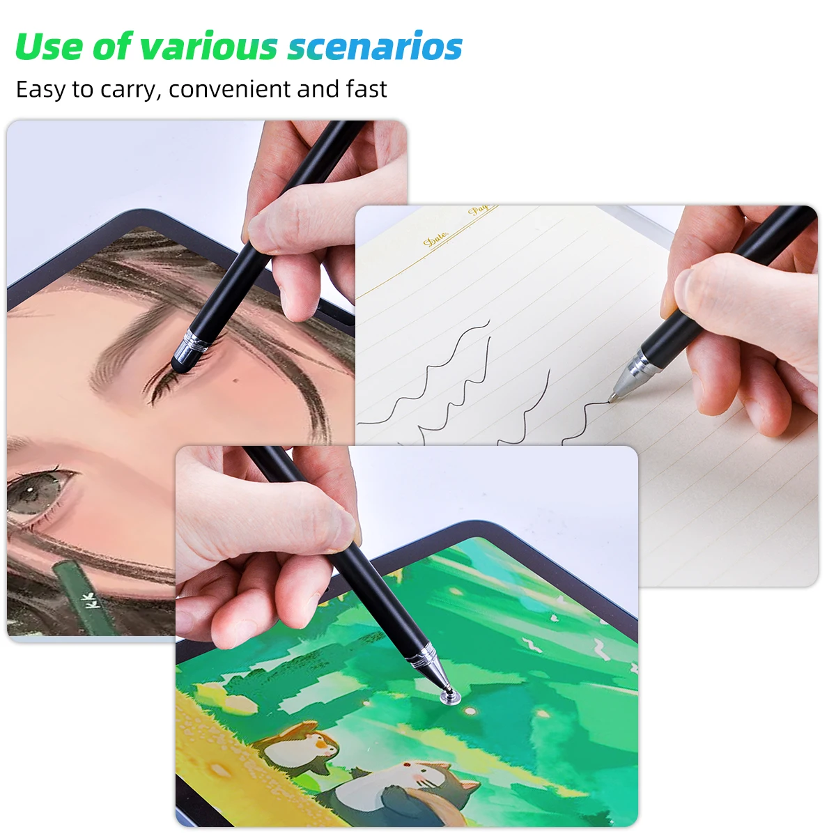 3 in 1 Stylus Pen Universal Drawing Tablet Capacitive Screen Touch Pen for Mobile Android Phone Smart Screen Pencil Accessories