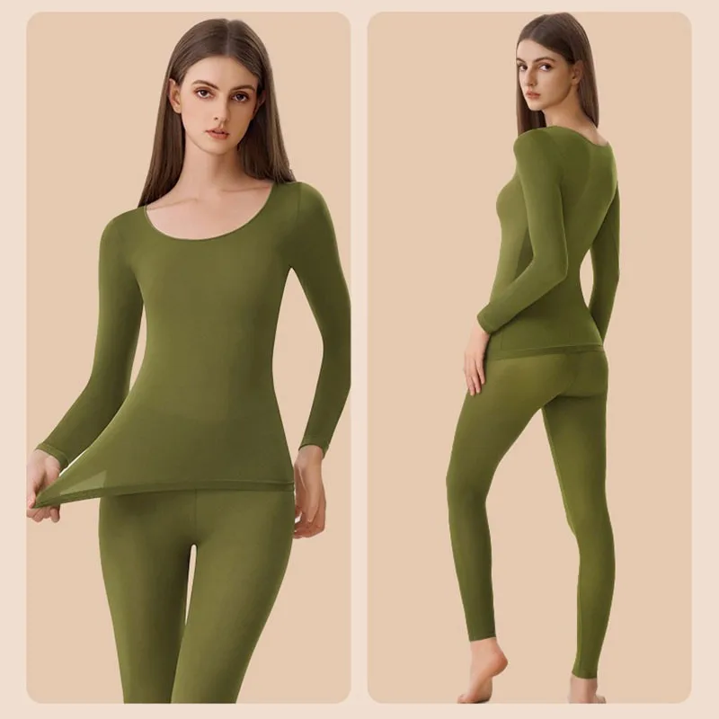 Seamless Autumn and Winter Slim Elastic Bottoming Shirt Set Invisible Thin Thermal Underwear Set