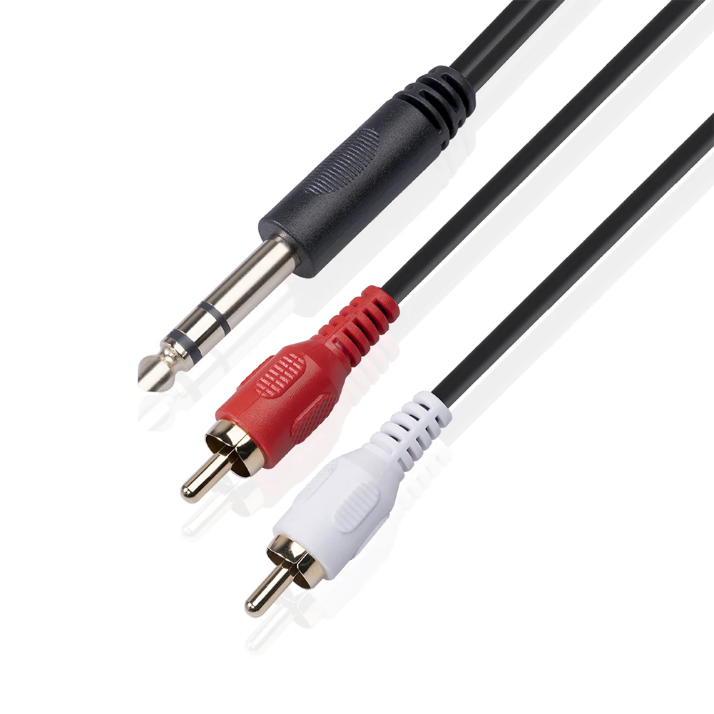  RCA-1/4 TRS  ̺ ü, 6.35mm ׷-2 RCA   Y ̺ 1.5m  ڵ