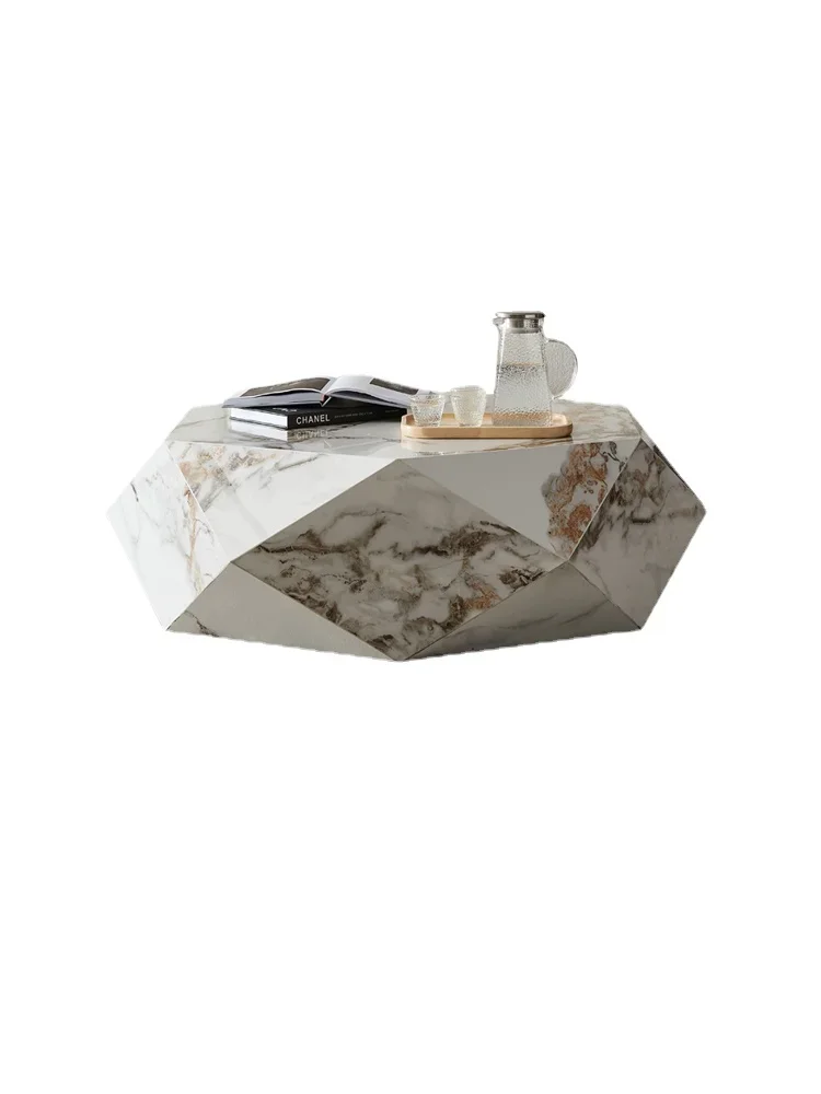 

round Stone Plate Coffee Table Light Luxury Nordic Modern Minimalist Retro Design Geometric Coffee Table