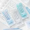 4pcs/box Simplicity Gel Pen Fashion Blue White Solid Color Stationery Pen 0.38/0.5mm Black Ink Gel Pen Writing Supplies Student 5