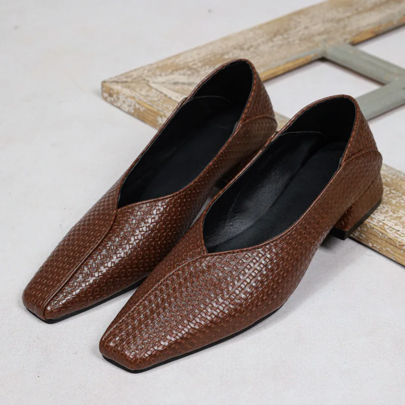 Women Low Heel Pumps Comfortable Slip on Dress Shoes Women Summer Spring Casual Shoes Daily Big Size High Heels Zapatos De Mujer