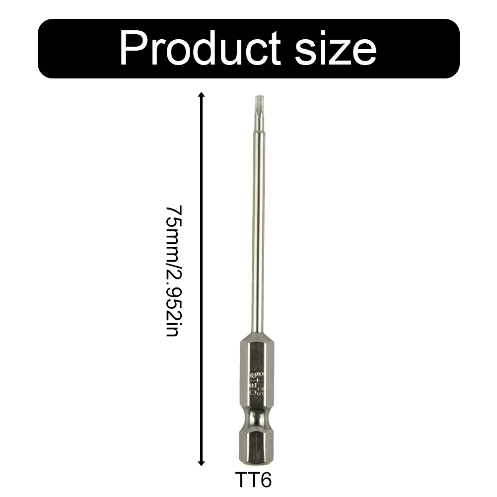 

Accessories Workshop Equipment Screwdriver Hand Tools T6-T40 75mm Alloy Steel Exact Screw Unscrew Hollow Torx Bit