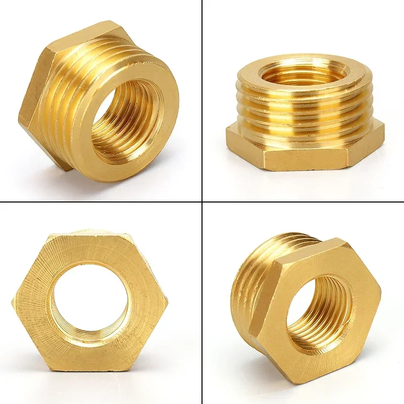 10PCS F to M Threaded Brass Hex Bushing Reducer Pipe Fitting,1/8,1/4,3/8,1/2, 3/4 Connection in Copper Water Gas Adapter Coupler