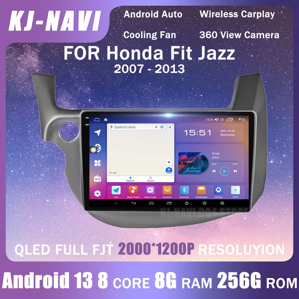 

Автомагнитола на Android 13 для Honda Fit Jazz 2007-2013, мультимедийный видеоплеер с зеркальным соединением, Раздельный экран, головное устройство NAVI, 2 Din