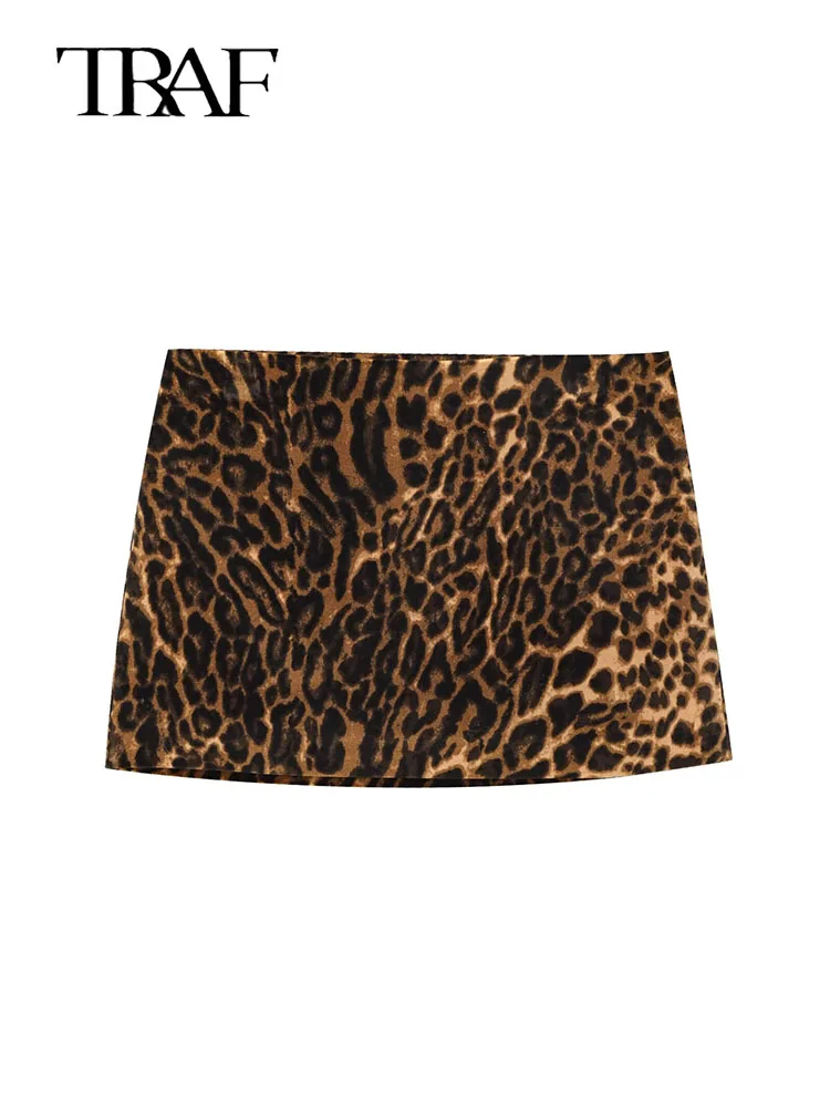 TRAF Fashion Long Sleeve Blazers Top Women 2 Pieces Leopard Printed Mini Skirt Sets Women's Suit Two Piece Set Women Outfit 6