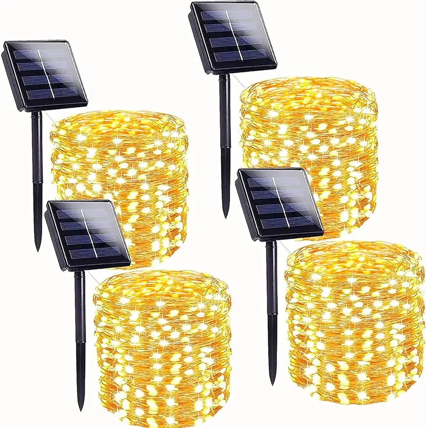 

4Pack Each 40FT 100 LED Solar String Lights, Solar Fairy Lights Outdoor Waterproof with 8 Modes, Solar Christmas Twinkle Lights