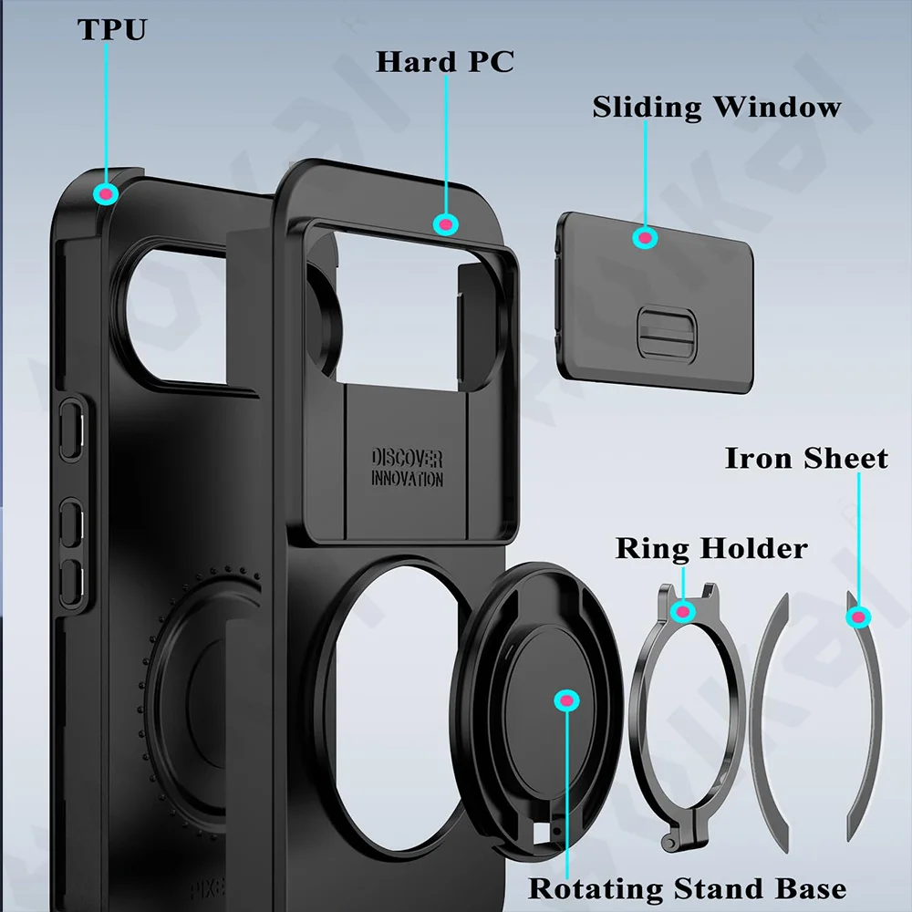 Matte Black Anti-Shock Protective Case with Slide Camera Protection