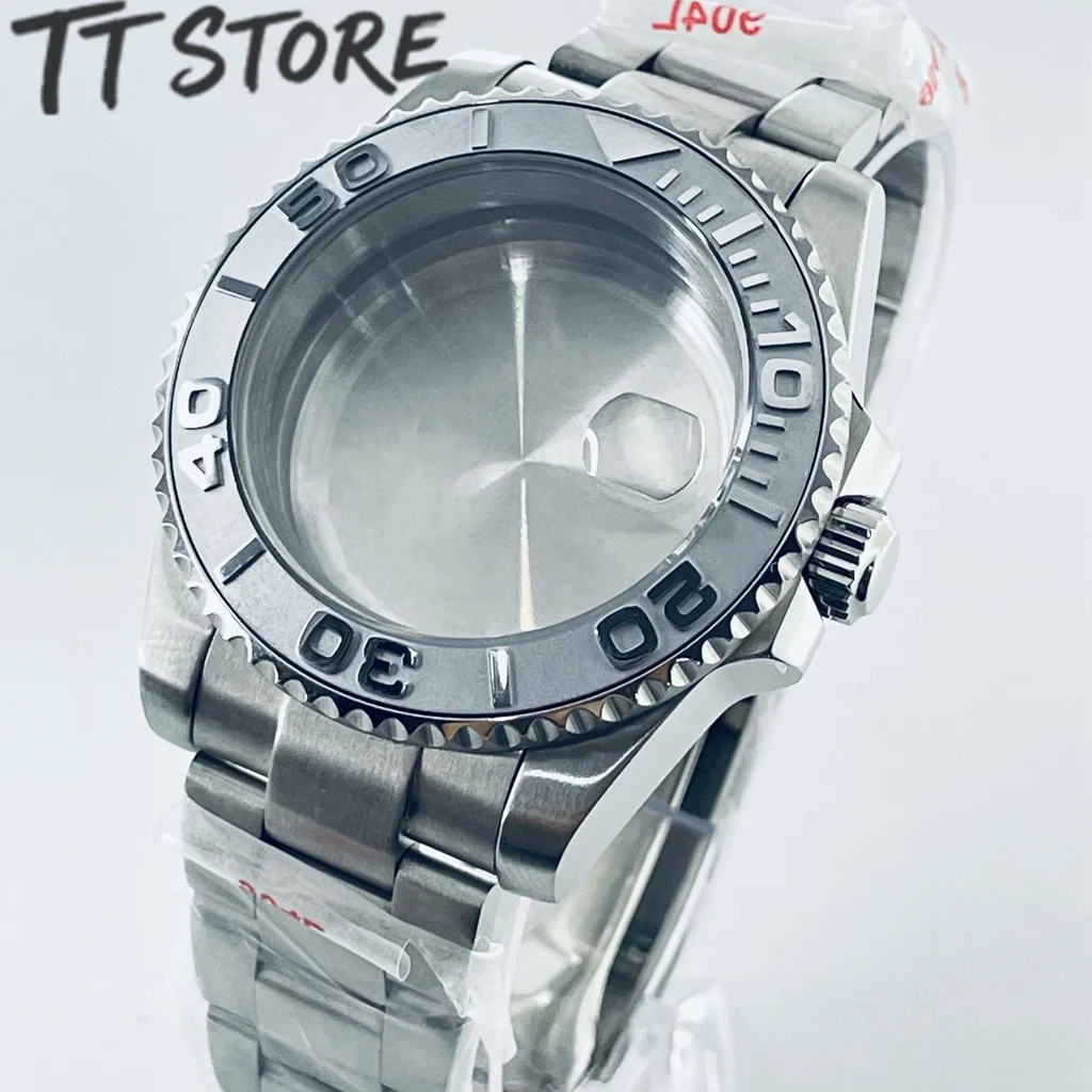 Silver 40mm Watch with Ceramic Bezel and Sapphire Case