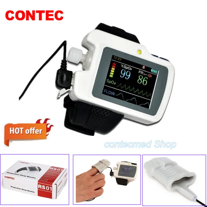 CONTEC RS01 Sleep Apnea Screen Meter SPO2 Pulse Rate Respiration Sleep Monitor