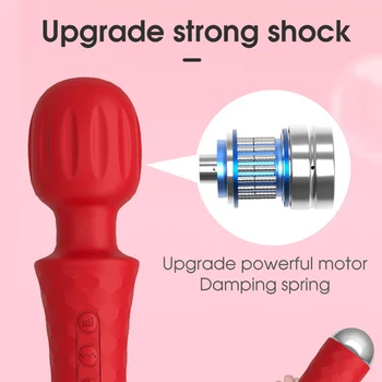 Soft Powerful Huge Head Dildo AV 20 Speed Magic Wand Vibrator G Spot Female Massage Clitoris Stimulator Adult Sex Toys for Women 2