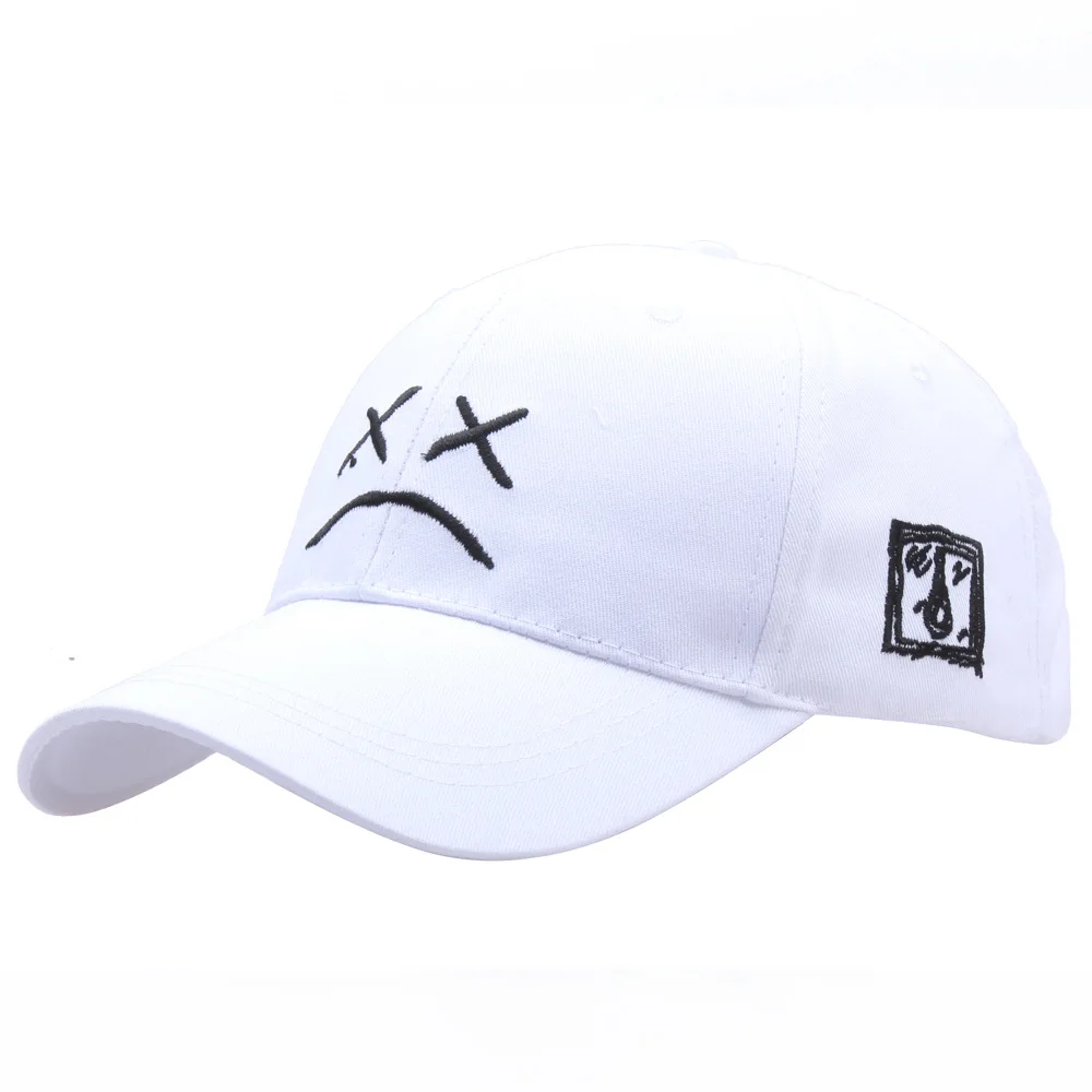 Men's Sad Face Baseball Caps Women Fashion Embroidery Men Singer Snapback Hip Hop Caps for Boys Golf Black Cotton Sun Dad Hat cool baseball caps for guys Baseball Caps