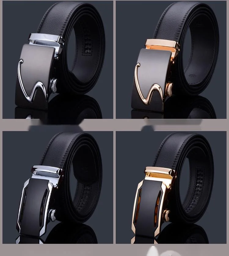 Men's Leather Automatic Buckle Belt For Business And Formal Wear_voghion.com