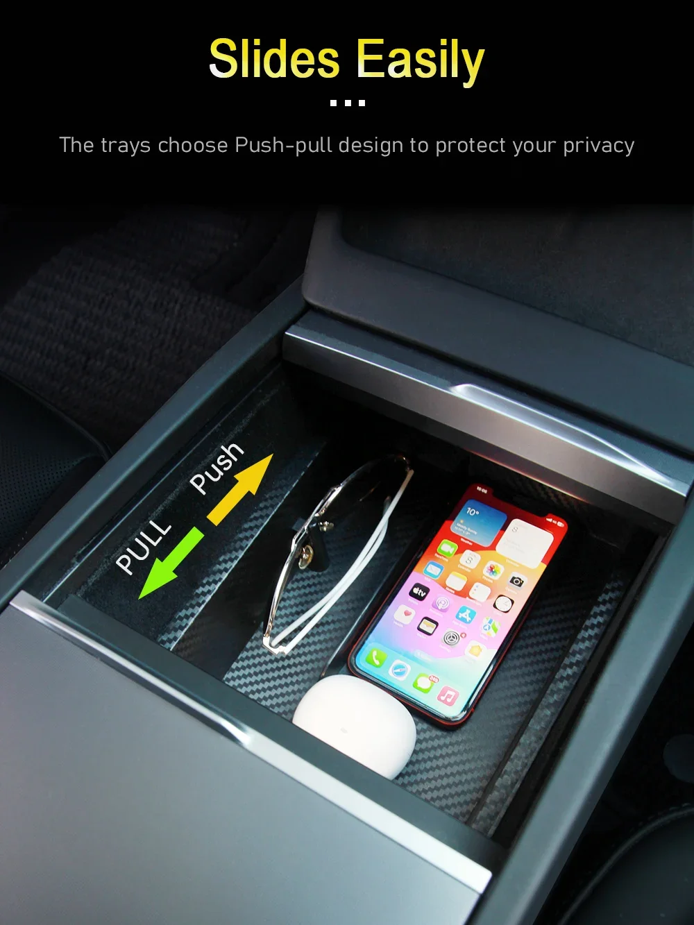 Storage Box for Tesla Model Y Juniper Launch 2025 Model 3 Highland Organizer Accessories Center Console Trays Hidden Cup Holder