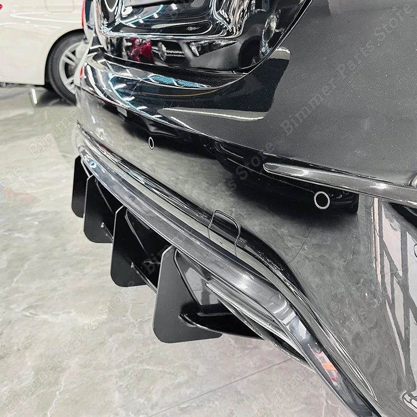 메르세데스 벤츠 A 클래스 W176 A45 AMG 2013-2018 용 자동차 리어 범퍼 디퓨저 스플리터 스포일러 바디 키트, 글로스 블랙 PP 플라스틱