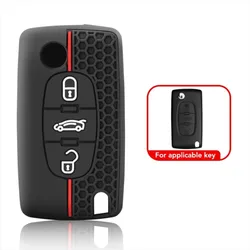 Premium Silicone Car Key Case Cover and Keychain Fob Shell (3 Buttons)