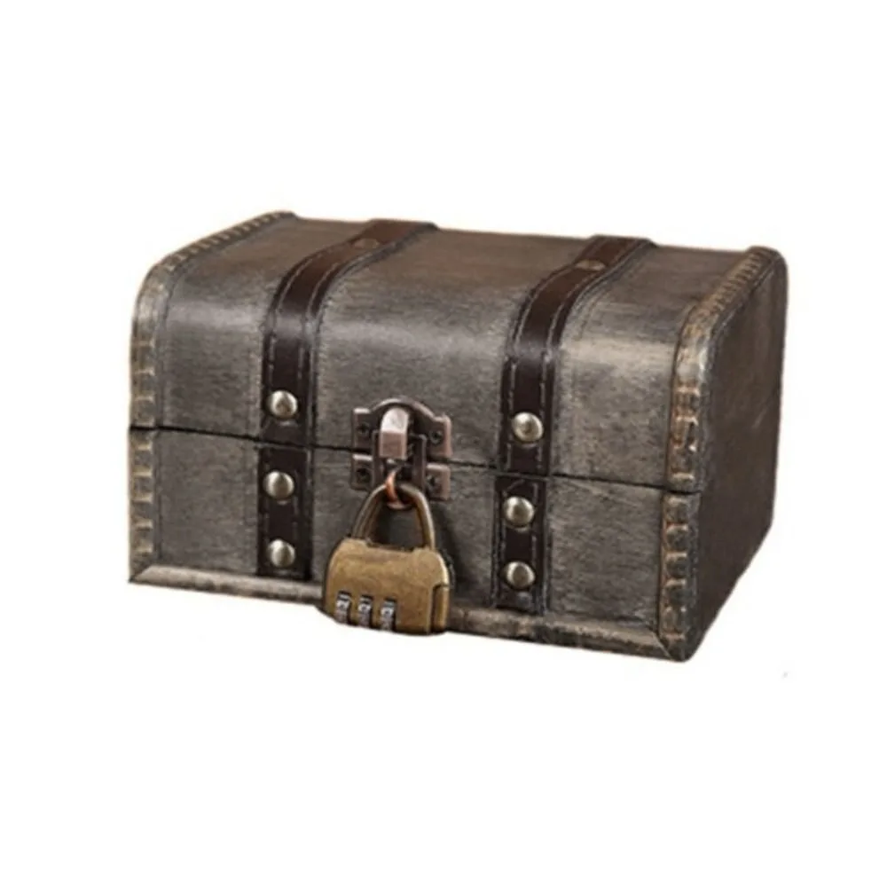 Storage Case Wooden Retro Treasure Chest Antique Practical Jewelry Organizer Box With Buckle Lock Storage Box Props