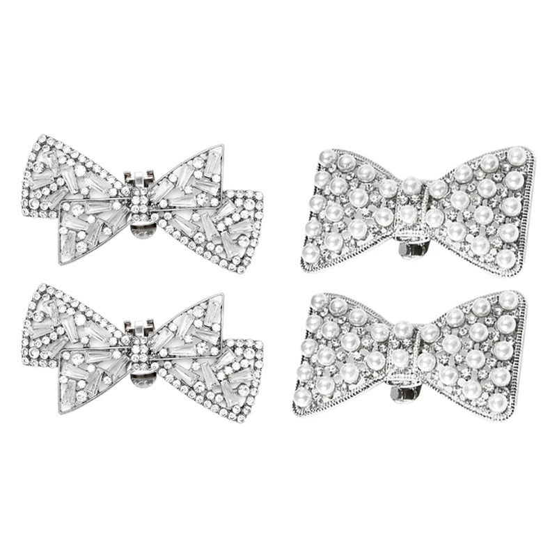 

4Pcs Bow Shoe Clips Shoe Clips Bowknot Shoes Jewelry Decorative Shoe Accessories For Women Bride Wedding