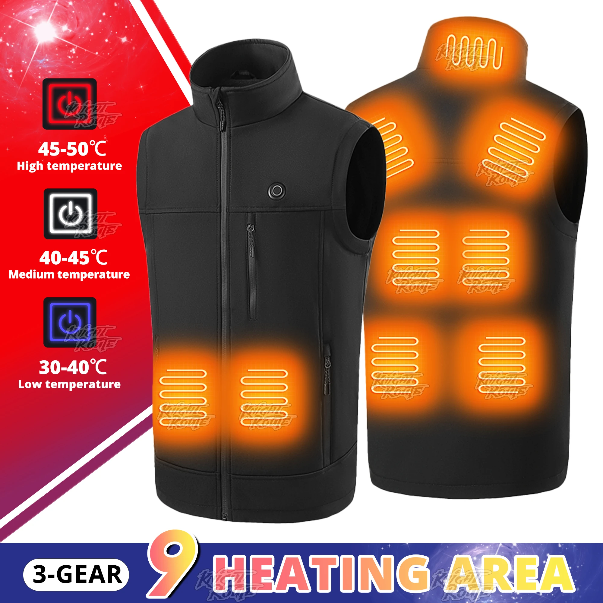 9Areas Self Heated jacket Heating Vest Men's Thermal Women's USB Heated Vest Warm Clothing Motorcycle Camping Washable Winter