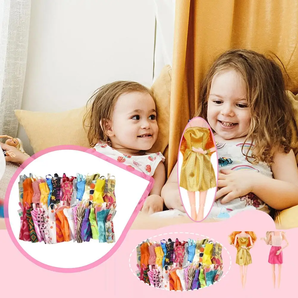 Random 10Set Doll Accessories For Bariess Shoes Boots Mini Dress Handbags Crown Hangers Glasses Doll Clothes Kids Toys 11.5-12''