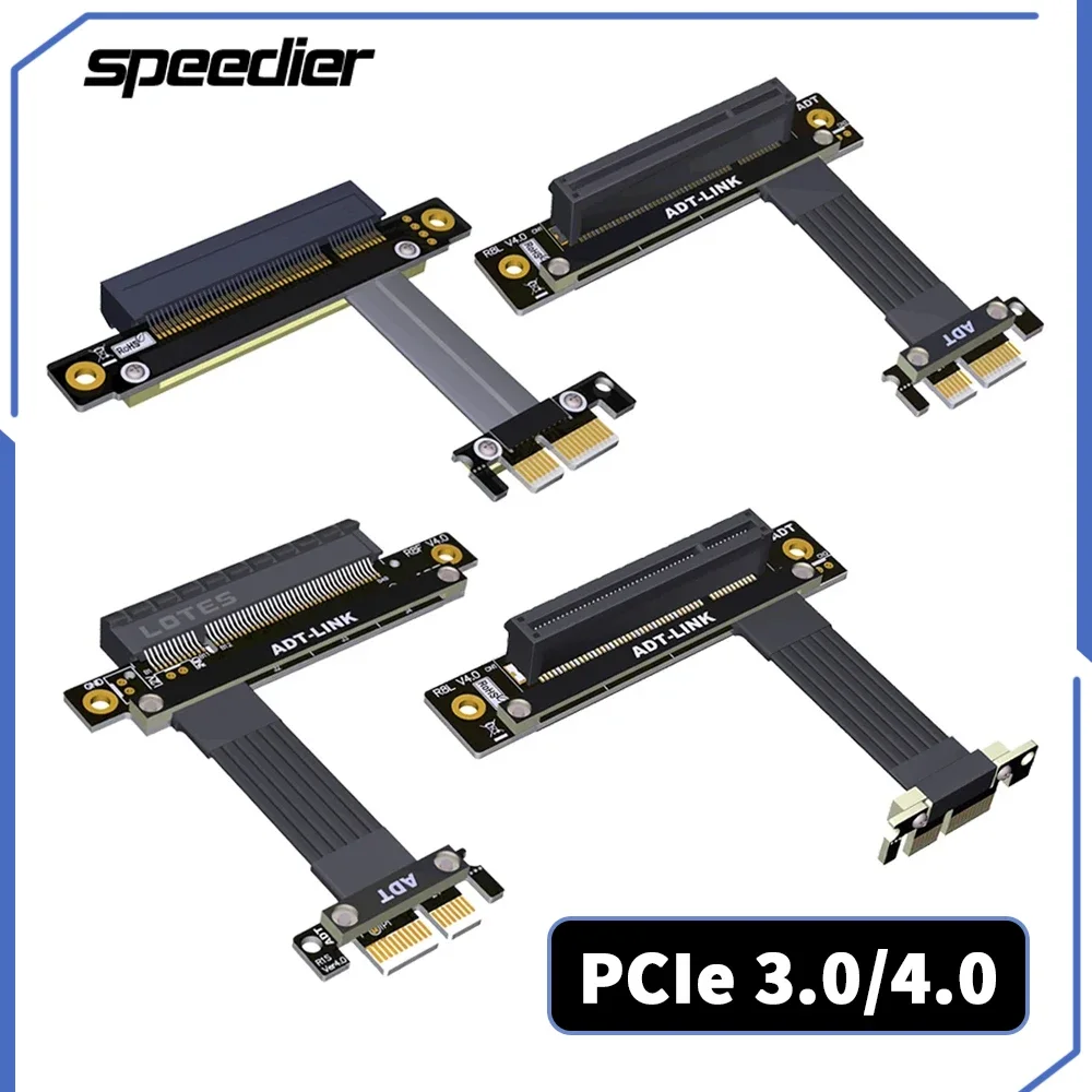 

Переходник ADT PCIe 4,0x1 к x8, переходник «штырь-гнездо», двойной, угол 90 градусов, поддержка сетевой карты, жесткий диск, карта расширения