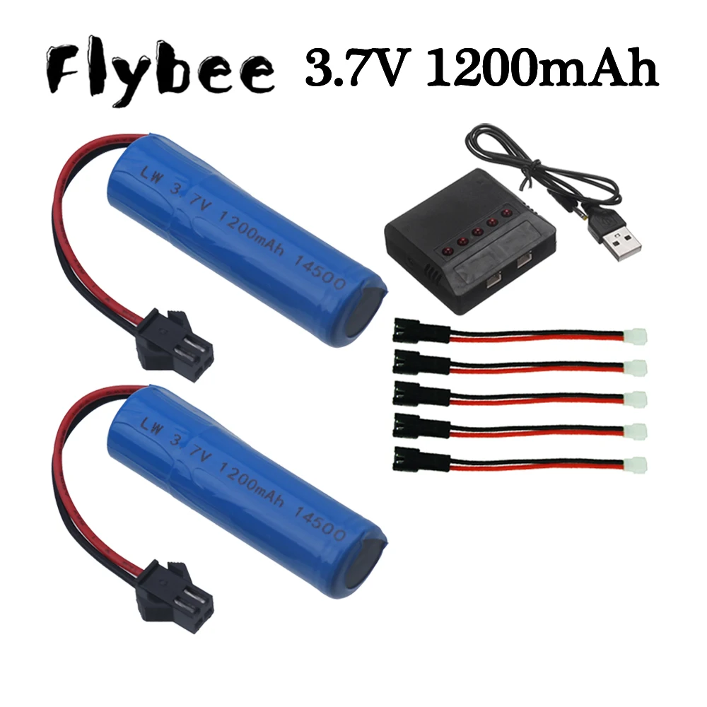 

14500 3.7v 1200mah Rechargeable lipo battery SM plug For RC Stunt Dump Car JJRC C2 D828 RC Car Parts With Charger