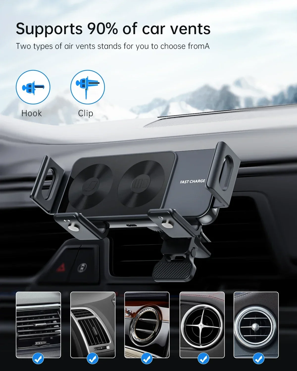 cargador inalambrico para carro con doble bobina con pantalla plegable, soporte de teléfono de carga rápida para Samsung Galaxy Z Fold 6 5 4 S24 Flip » cargador inalambrico para carro con doble bobina con pantalla plegable