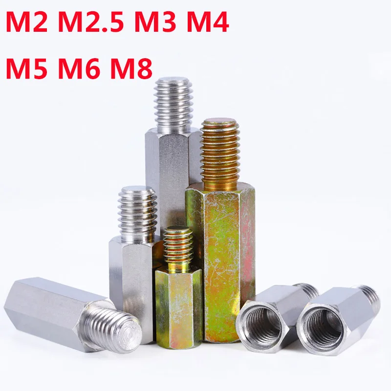 thumbnail image 1 of M2 M3 M4 M5 M6 M8 Nickel Plated Hex Male Female Standoff Board Rack Stud Hexagon Threaded Pillar PCB Motherboard Spacer Screws, 1 of 4