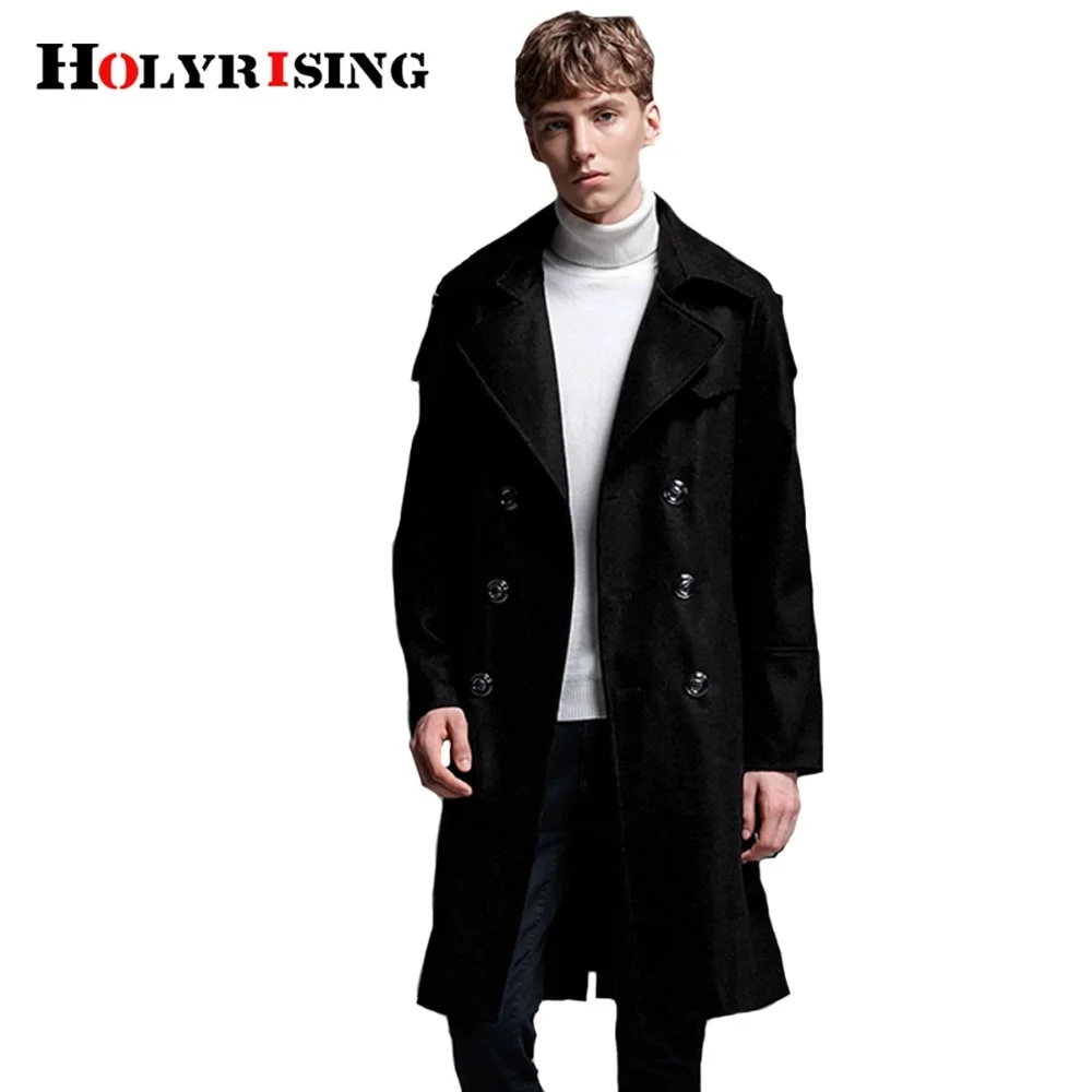 

Шерстяное пальто Holyrising, Мужское пальто из 70% шерсти, мужское двубортное пальто и куртки, Повседневная тонкая верхняя одежда, 3 цвета, S-6XL 18553-5
