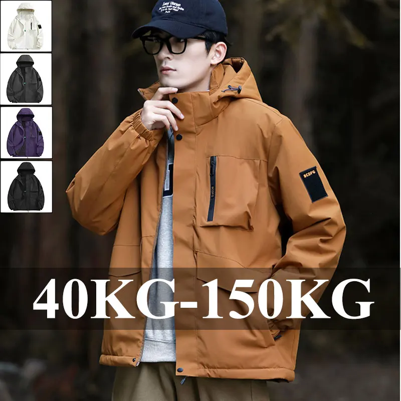 Veste randonnée pêche homme plus size imperméable - Windbreaker coupe-vent respirant camping trekking S-8XL
