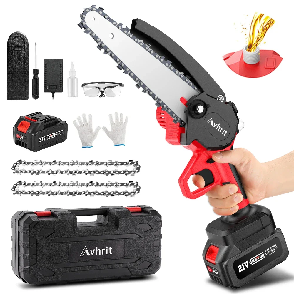 Chainsaw 8 Inch Brushless Electric Chain Saw Cordless Mini Handheld Pruning Saw Garden Woodworking Cutting Power Tools Avhrit