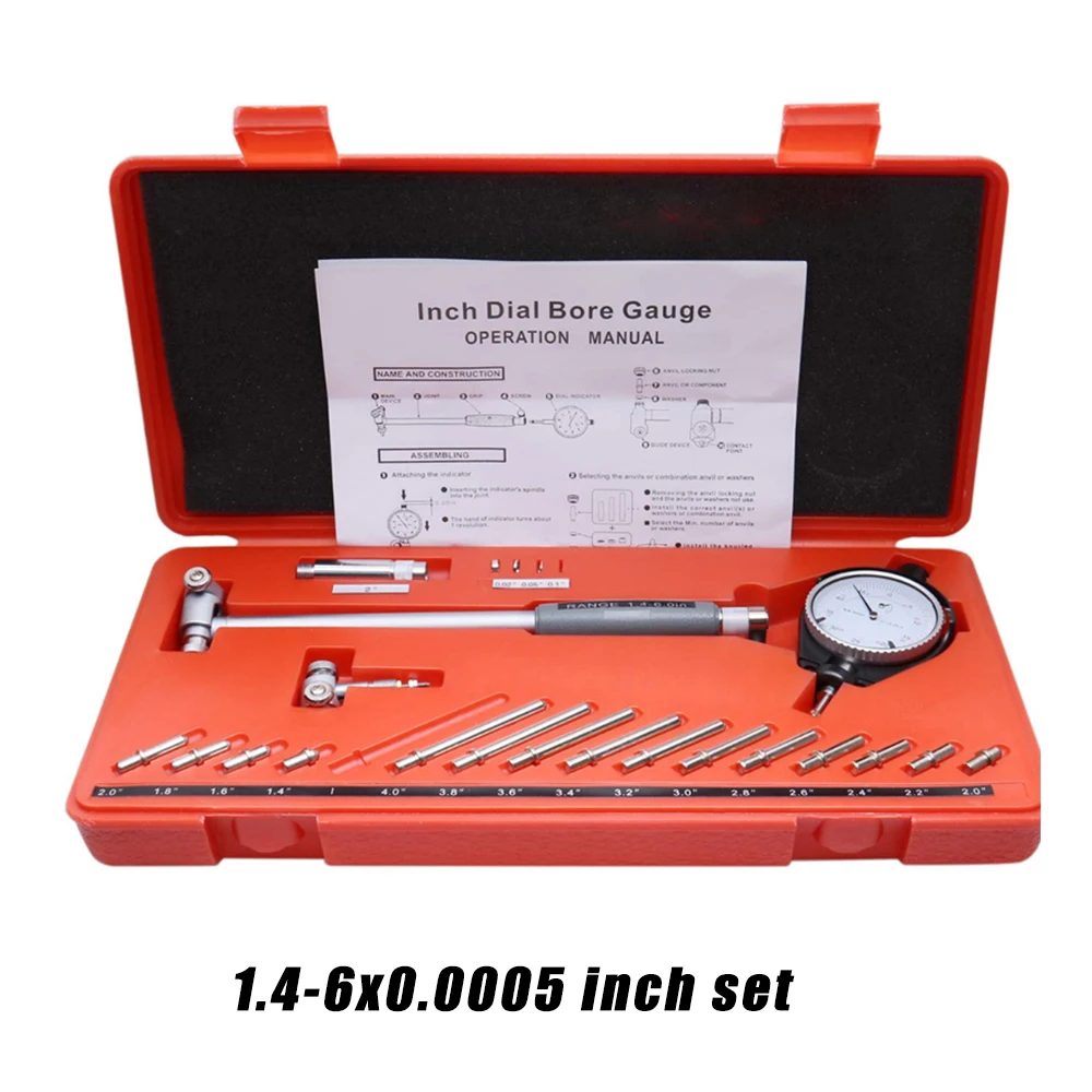 Dial Indicator Bore Gage 0.001" Gauge 2-6" 1.4-6 INCH Deep Engine Hole Cylinder Measurement Gage Cylinder 50-160mm 0.01mm gauge