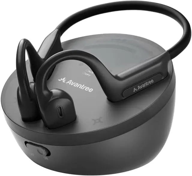 Open-Ear TV Earbuds with Clear Dialogue, Bluetooth Transmitter & Charging Dock, Optical Passthrough