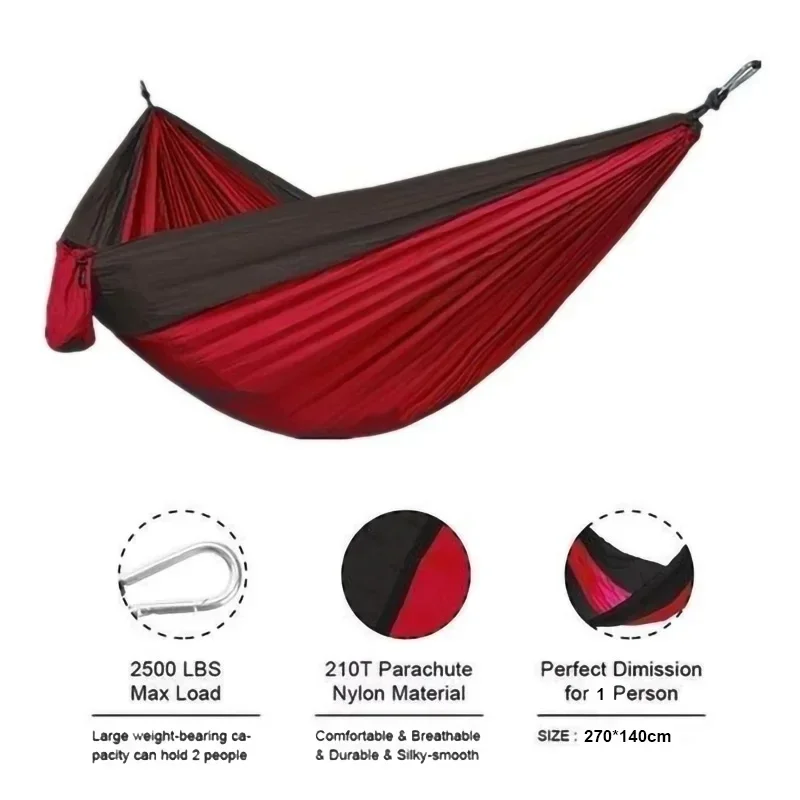 Outdoor Single Person Camping Hammock With Nylon Color Matching Hammock High Strength Parachute Fabric Portable Hanging Bed Best Sellers In Furniture