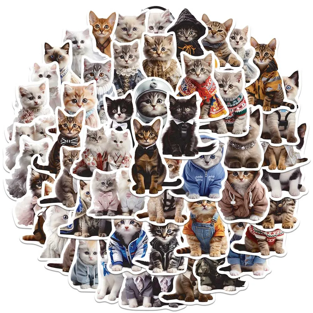 50pcs Cute Kids Stickers Funny Animal Cats Stickers For Laptop Water Bottle Luggage Diary Phone Waterproof Graffiti