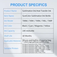 F500 Sublimation Ink For T49N T49H T49L For Epson SC-F100 F170 F150 F160 F500 F550 F570 F530 T3170X T3180N Sublimation Printer 6