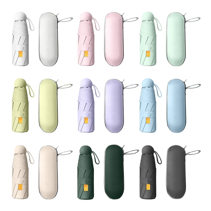

5 Folding Umbrella Anti-UV Windproof Lightweight for Sun Rain Double Use for Women Girl Outdoor Traveling Mini