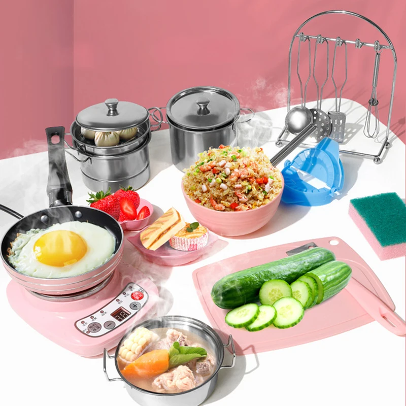 

Mini Full Kitchen Electric Furnace Girls Small Kitchenware Set Children Learn To Cook Puzzle Play House Toy Christmas Present