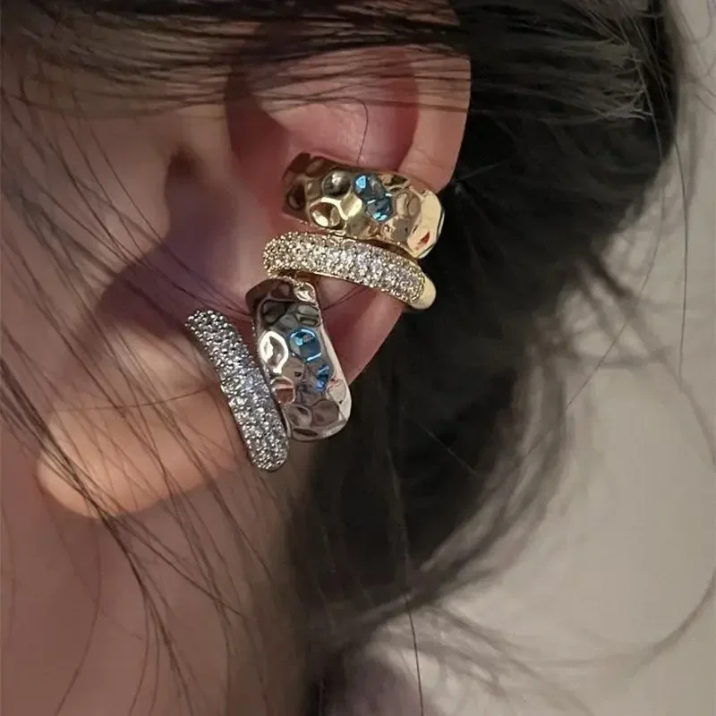 New Fashion Zircon Double-layer Ear Cuff No Piercing Earring 2023 Trendy  Punk Unique Metal Geometric Ear Clip for Women Jewelry - AliExpress