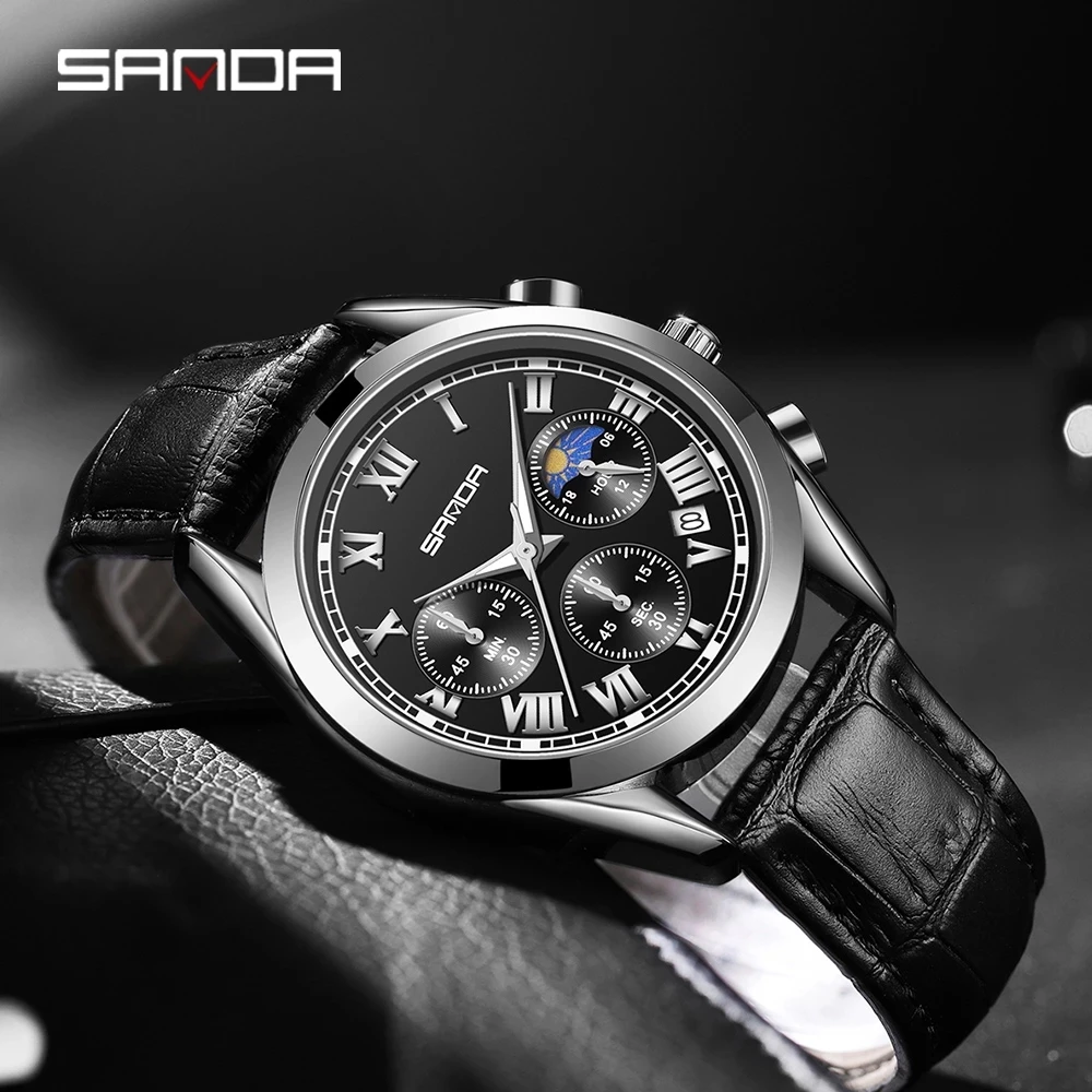 2023 New SANDA Fashion Watches for Men Luxury Sport Business WristWatch ​Waterproof Quartz Big Clock Digital Male Watch 5012